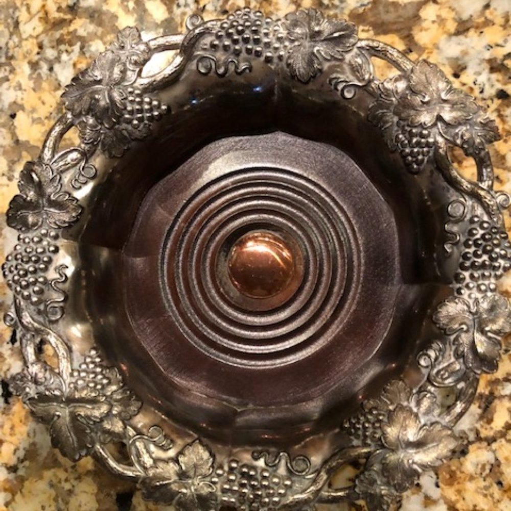 Silver Plate Grape Leaf Motif along the edge Wine Coaster